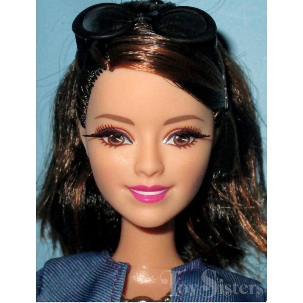 Barbie Doll Fashionista Style Collection Blue Jacket Floral Top Black Pants Doll - Picture 3 of 11